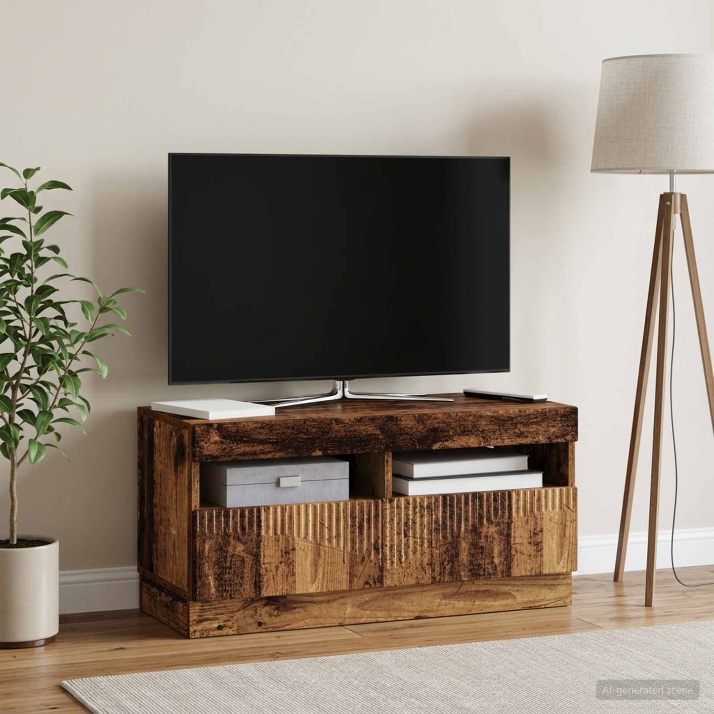 LED TV Cabinet Old Wood Engineered Wood