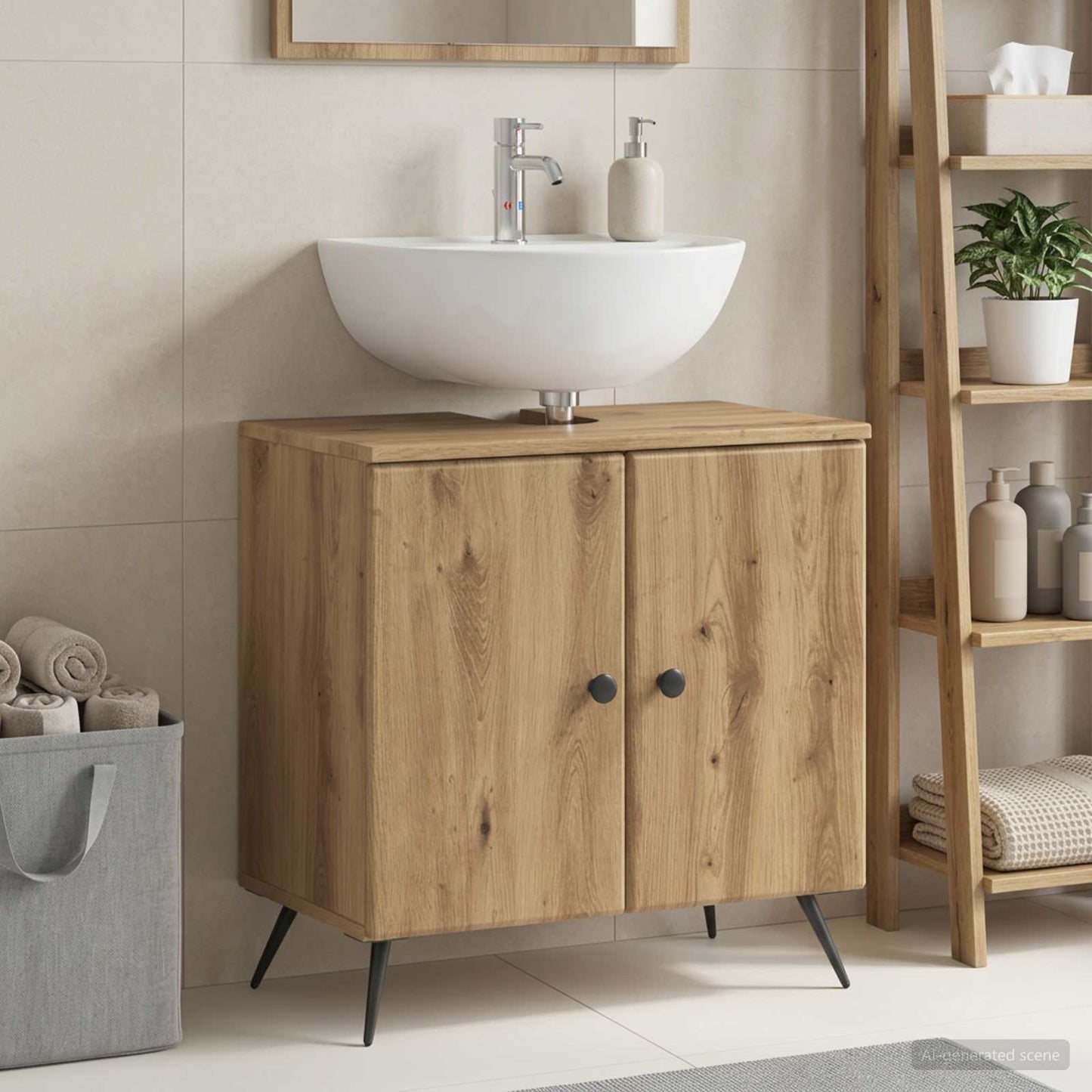 Bathroom Sink Cabinet BREDA Artisan Oak 59.5 x 31.5x 59 cm