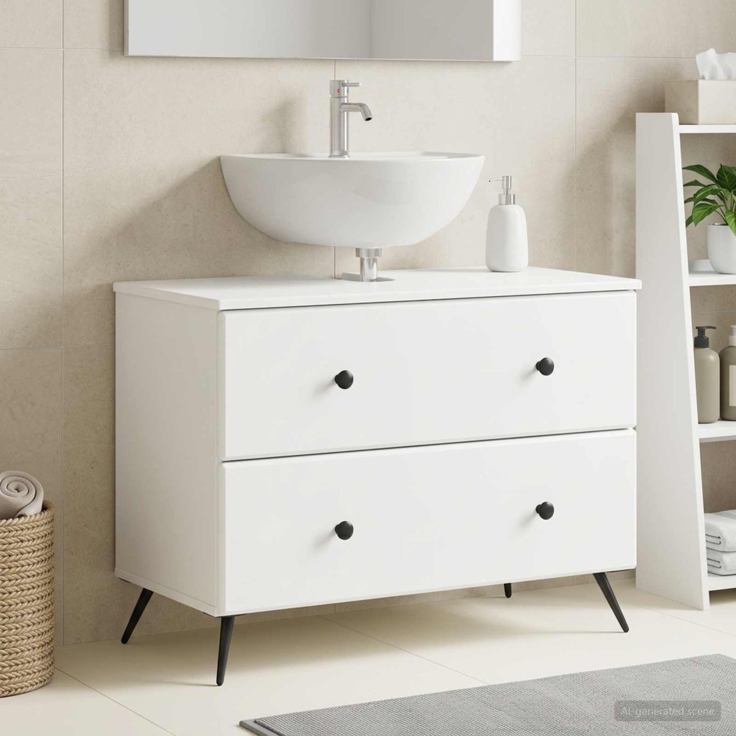 Bathroom Sink Cabinet BREDA White 82 x 41x 59 cm