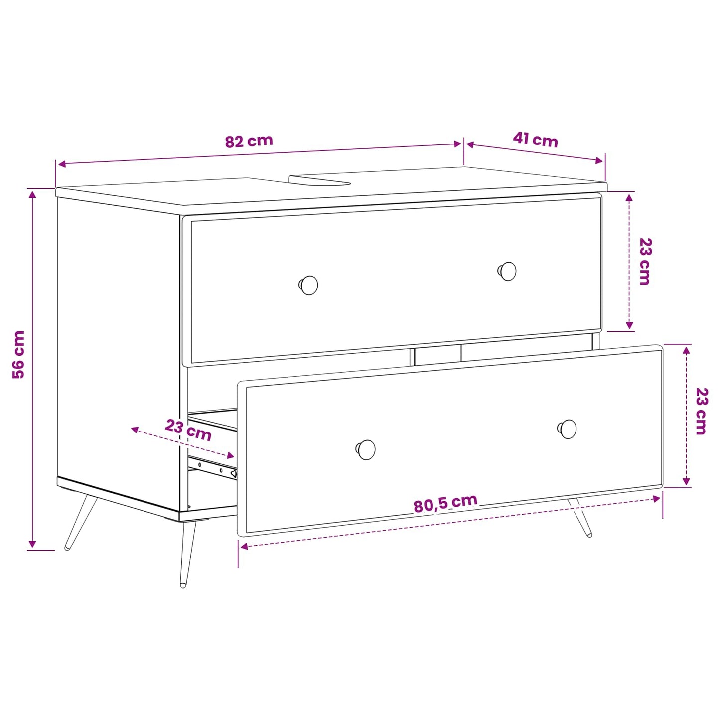 Bathroom Sink Cabinet BREDA White 82 x 41x 59 cm