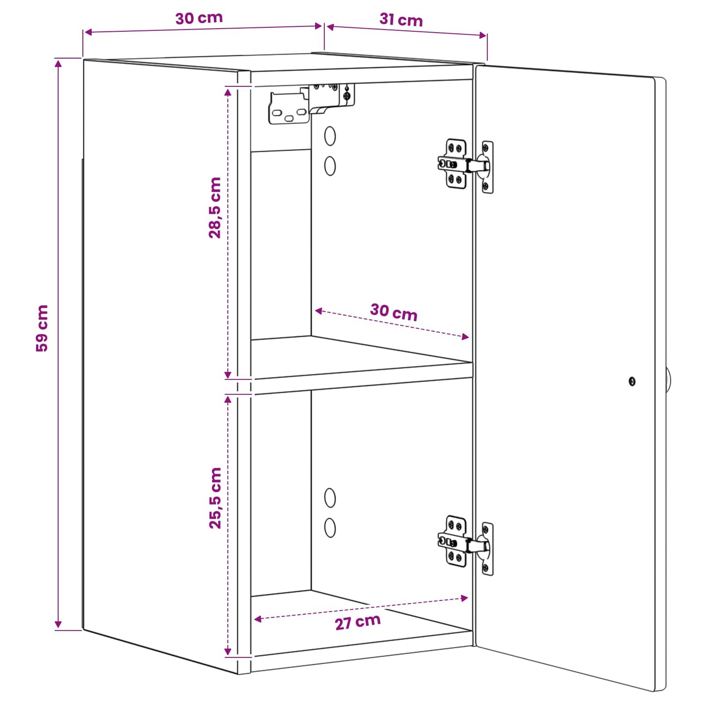Bathroom Wall Cabinet BREDA White 30 x 31 x 59 cm
