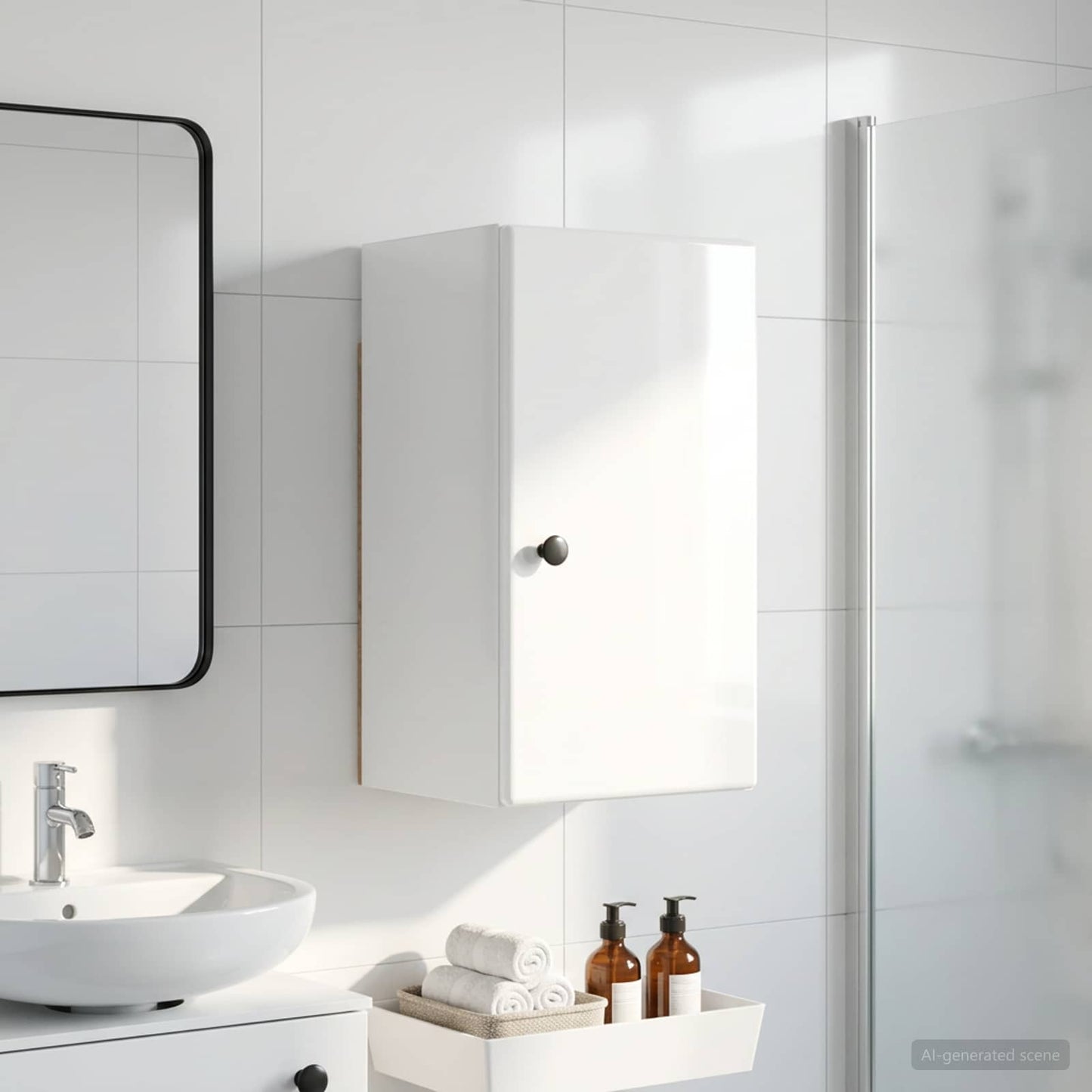 Bathroom Wall Cabinet BREDA High Gloss White 30 x 31 x 59 cm