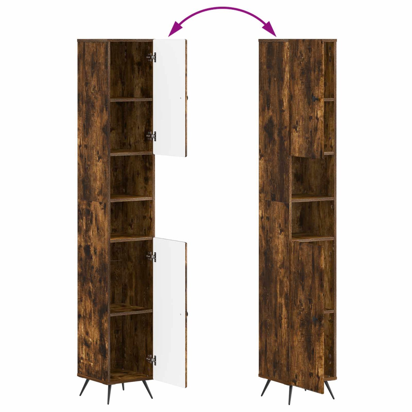 Bathroom Cabinet with Open Shelf BREDA Smoked Oak
