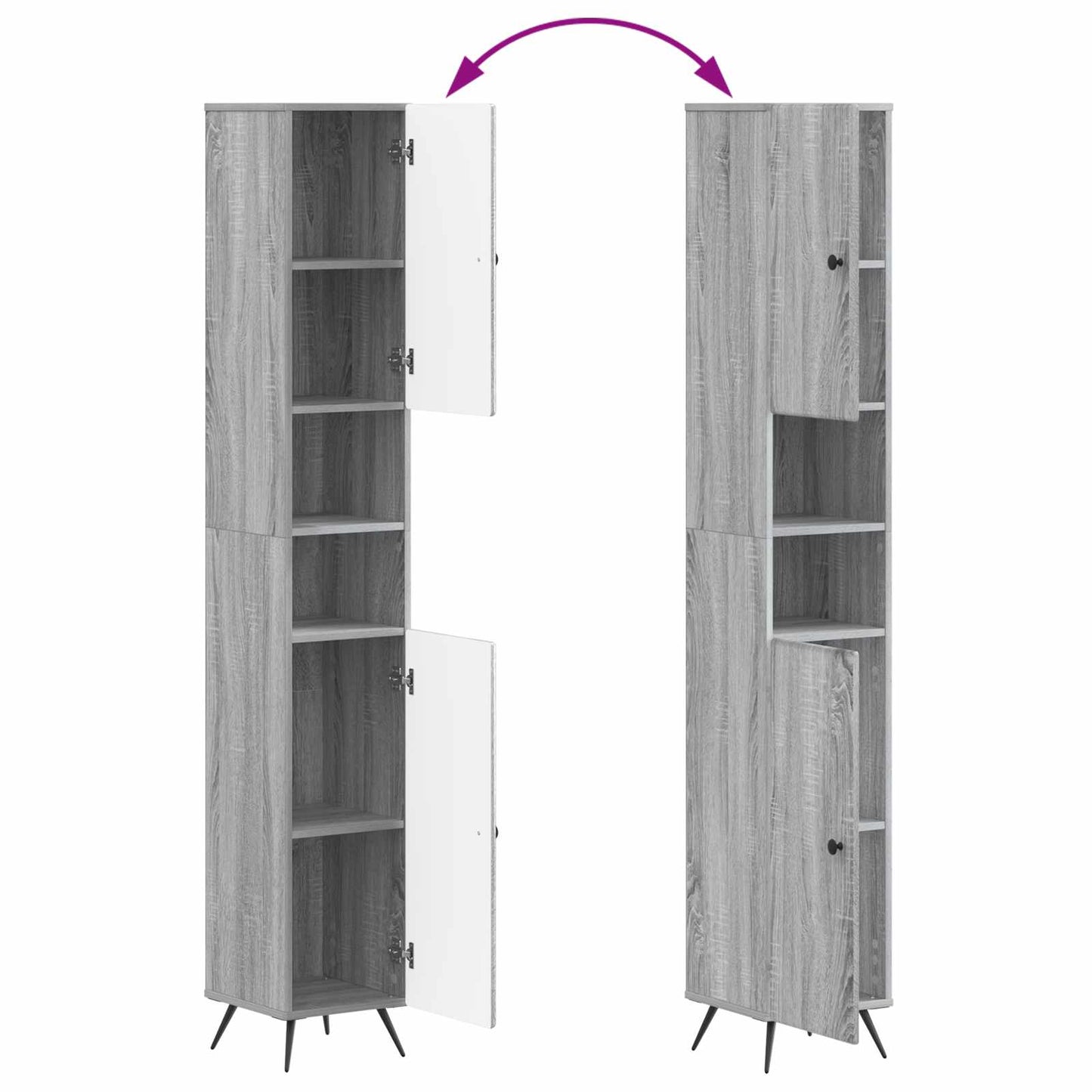 Bathroom Cabinet with Open Shelf BREDA Grey Sonoma