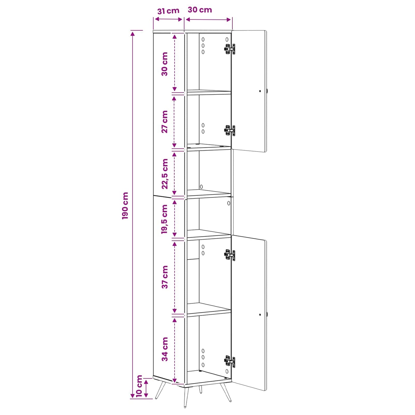 Bathroom Cabinet with Open Shelf BREDA Grey Sonoma