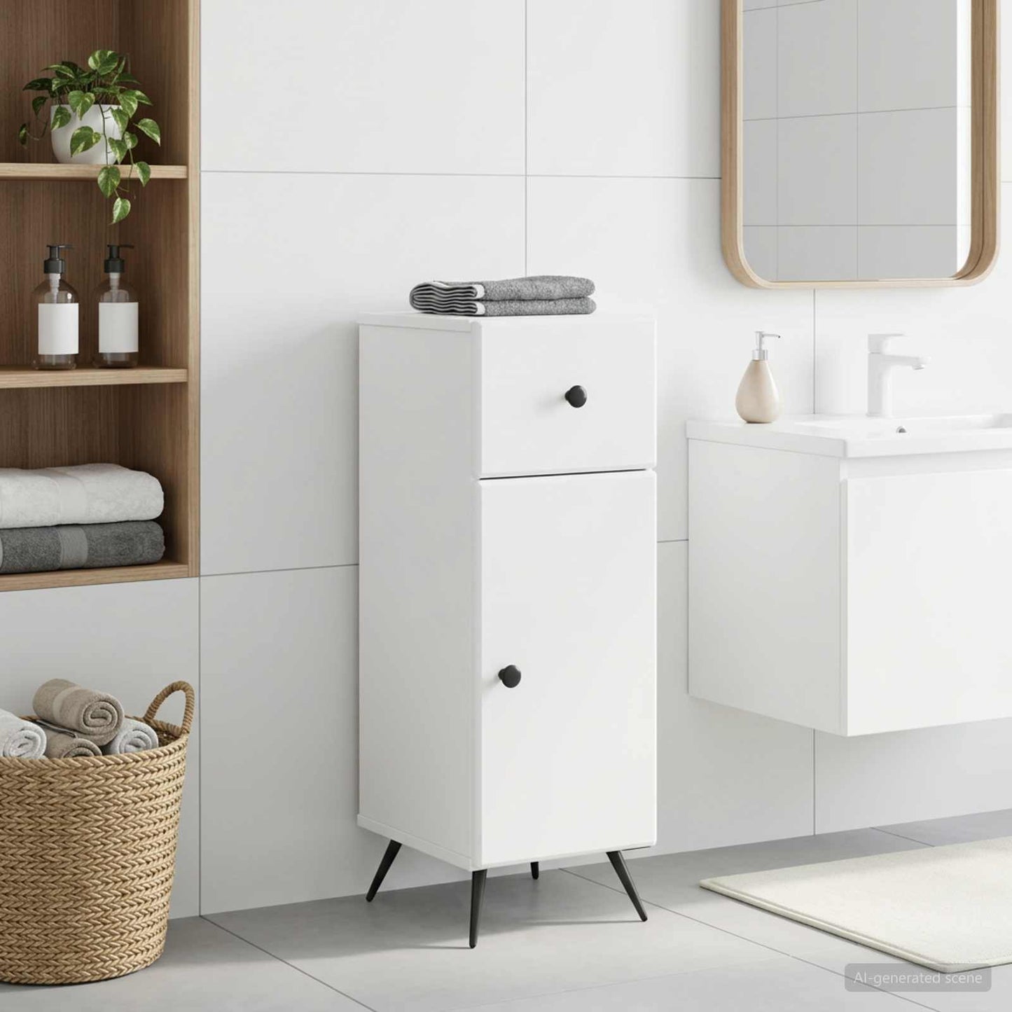 Bathroom Storage Cainet BREDA White 30 x 31 x 80 cm