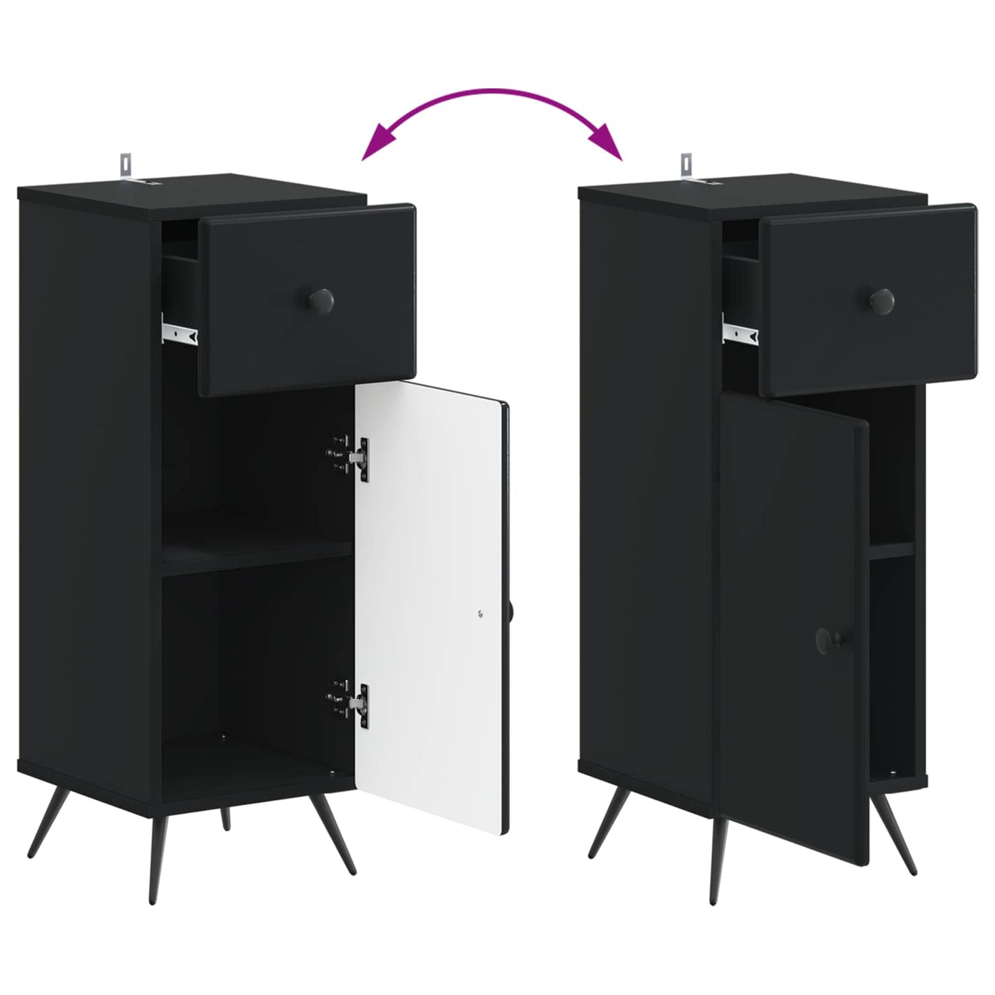 Bathroom Storage Cainet BREDA Black 30 x 31 x 80 cm
