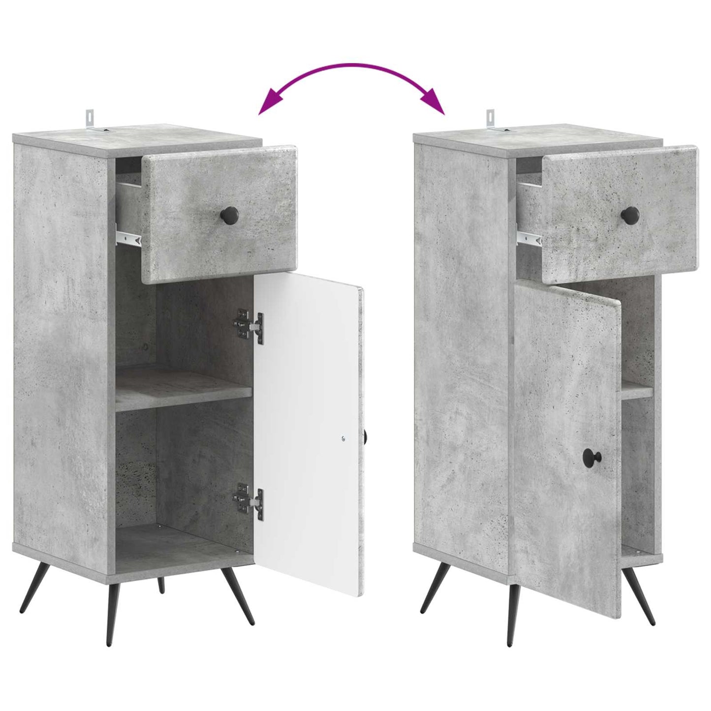 Bathroom Storage Cainet BREDA Concrete Grey 30 x 31 x 80 cm