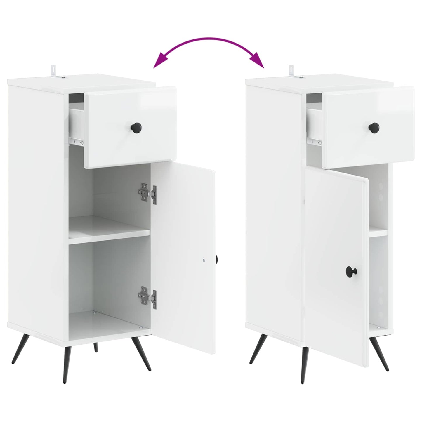 Bathroom Storage Cainet BREDA High Gloss White 30 x 31 x 80 cm