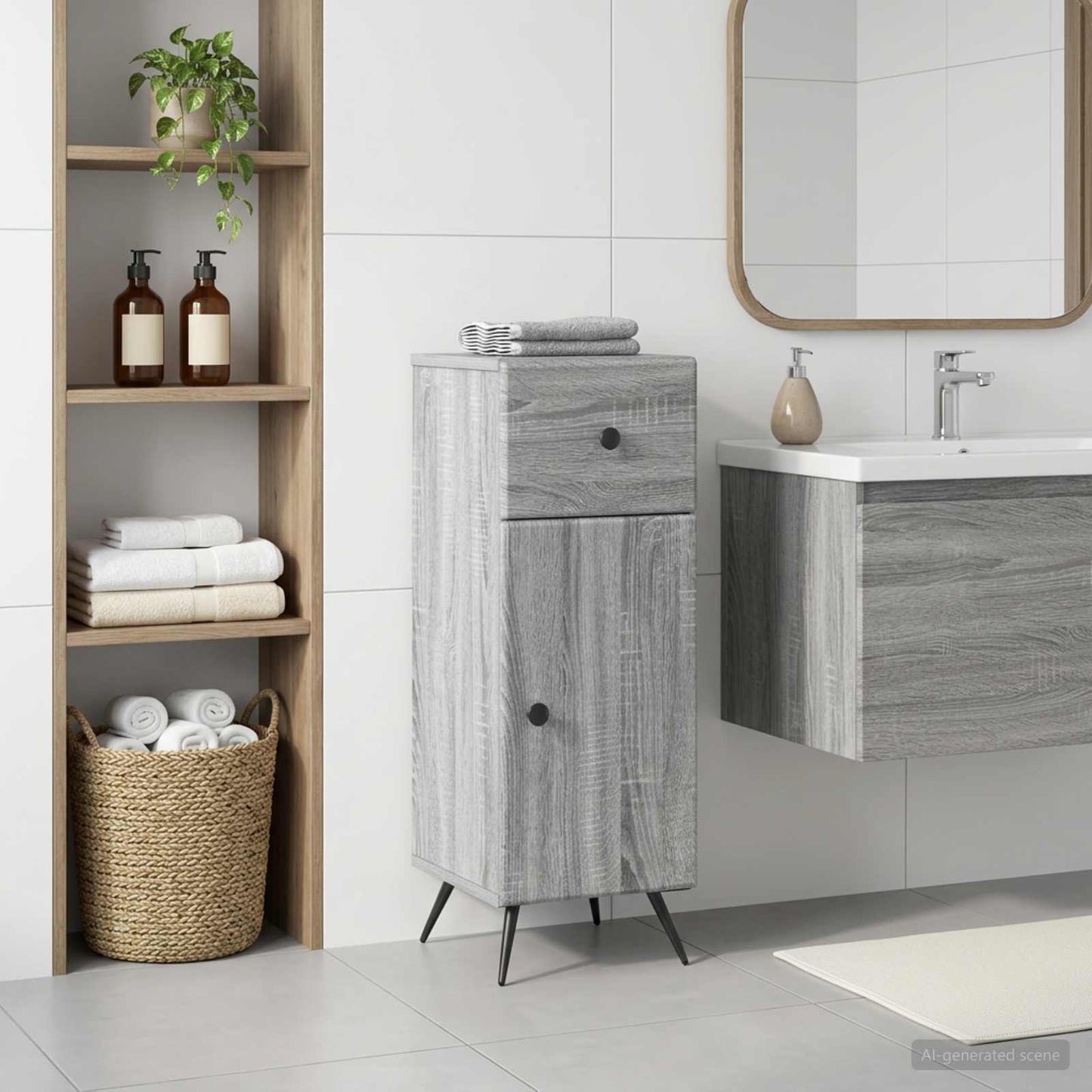 Bathroom Storage Cainet BREDA Grey Sonoma 30 x 31 x 80 cm