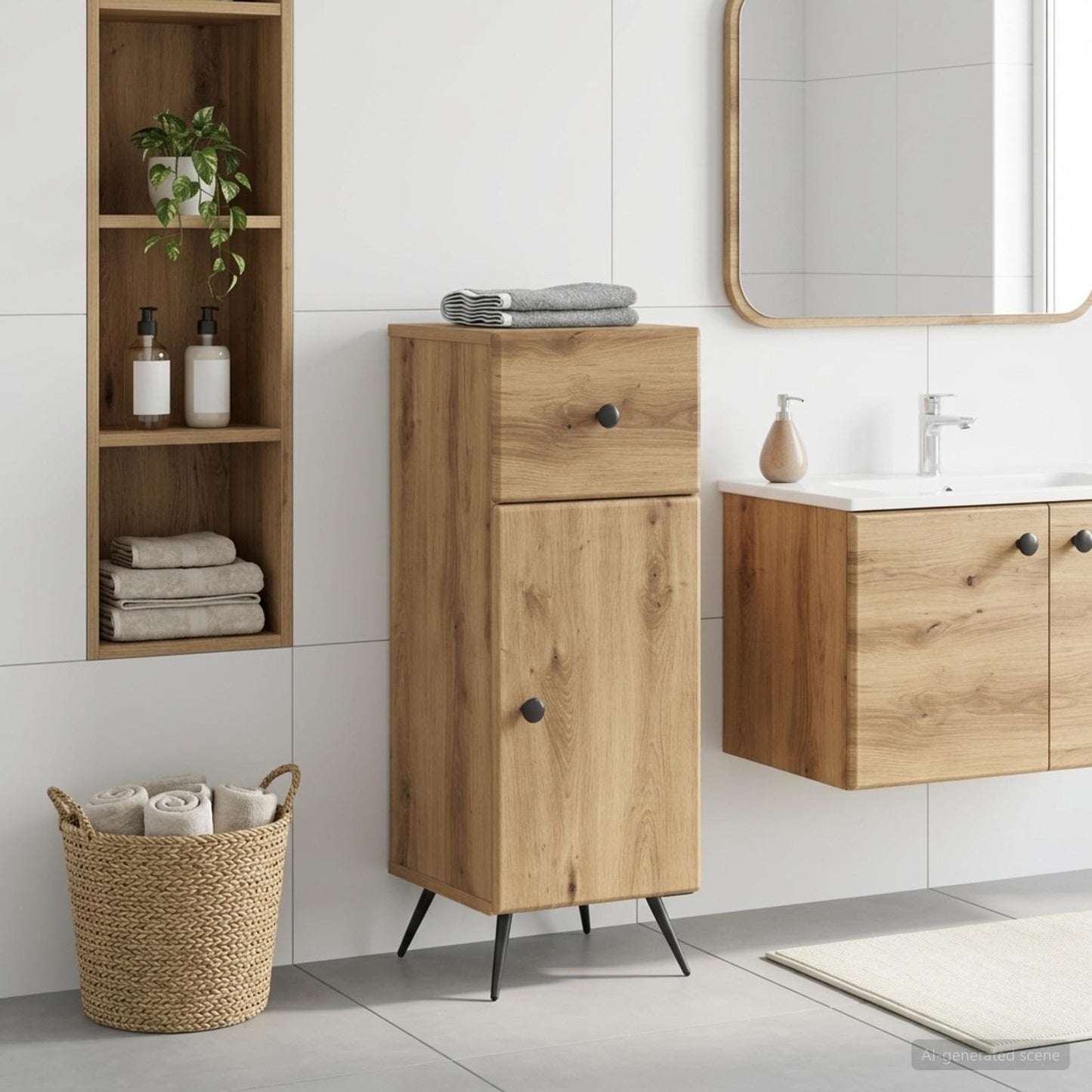Bathroom Storage Cainet BREDA Artisan Oak 30 x 31 x 80 cm