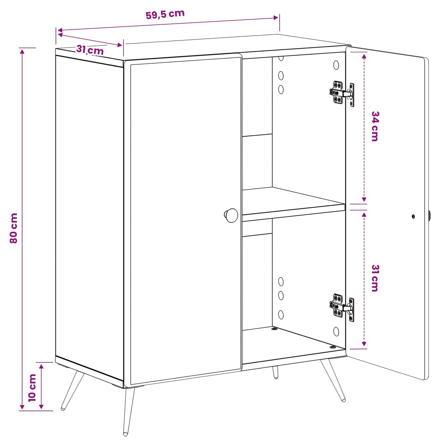Bathroom Storage Cainet BREDA Black 59.5 x 31 x 80 cm