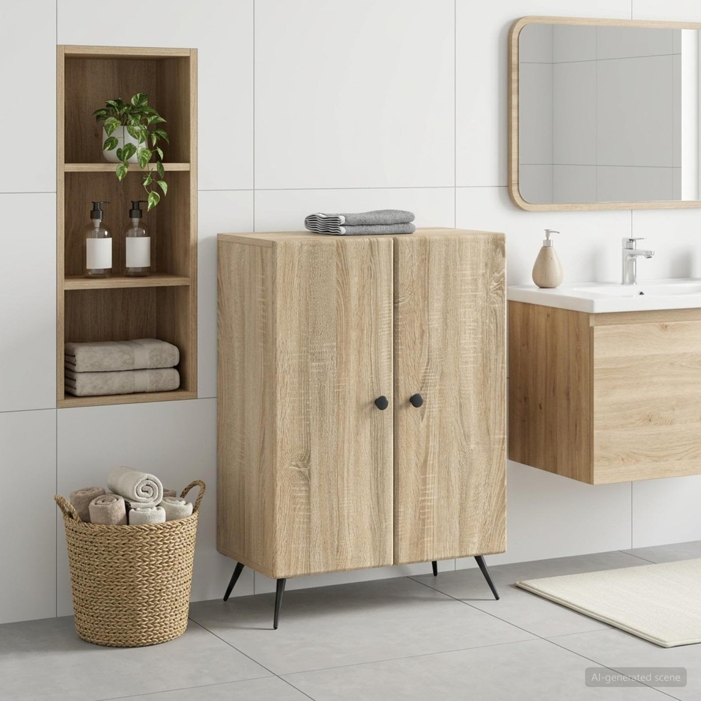 Bathroom Storage Cainet BREDA Sonoma Oak 59.5 x 31 x 80 cm