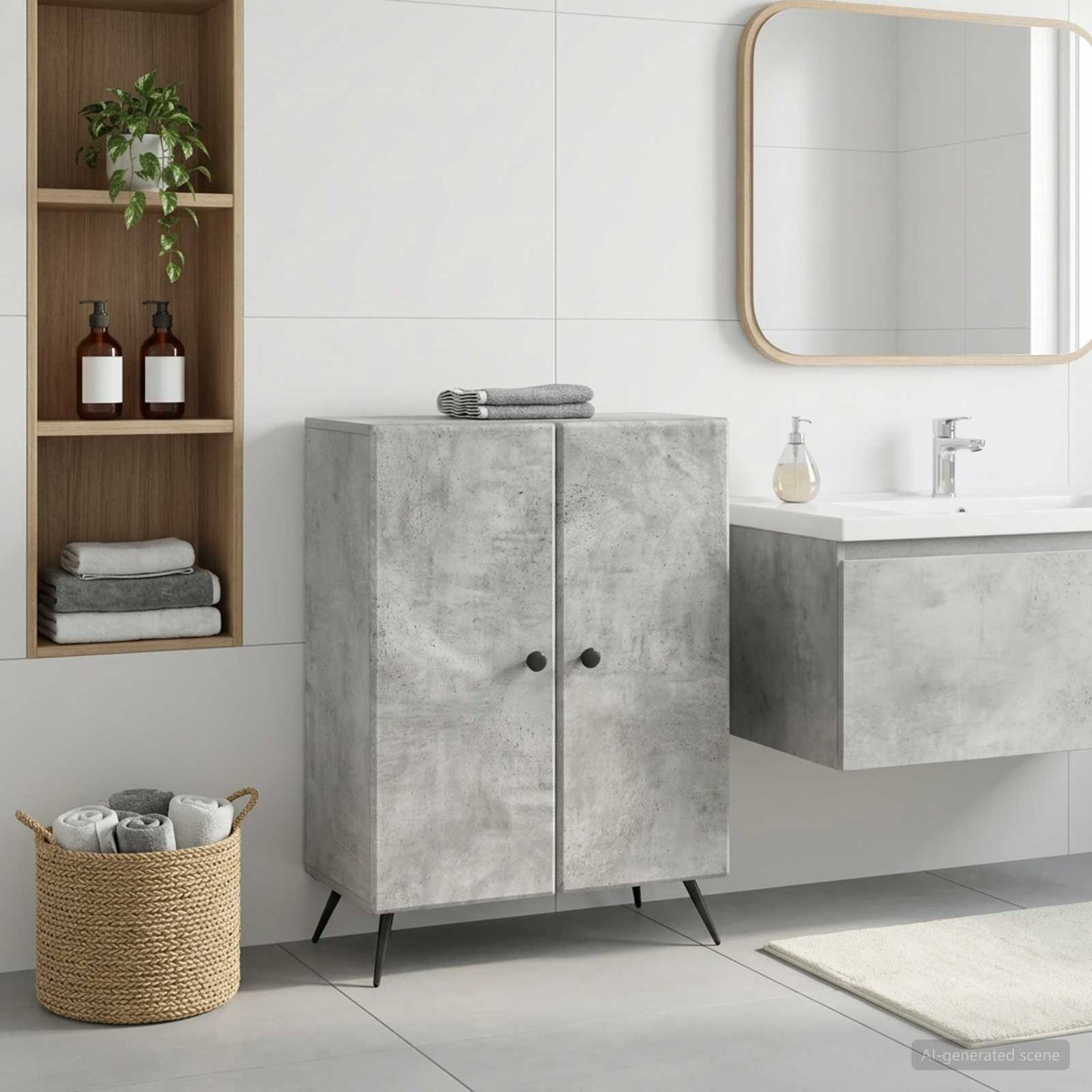 Bathroom Storage Cainet BREDA Concrete Grey 59.5 x 31 x 80 cm