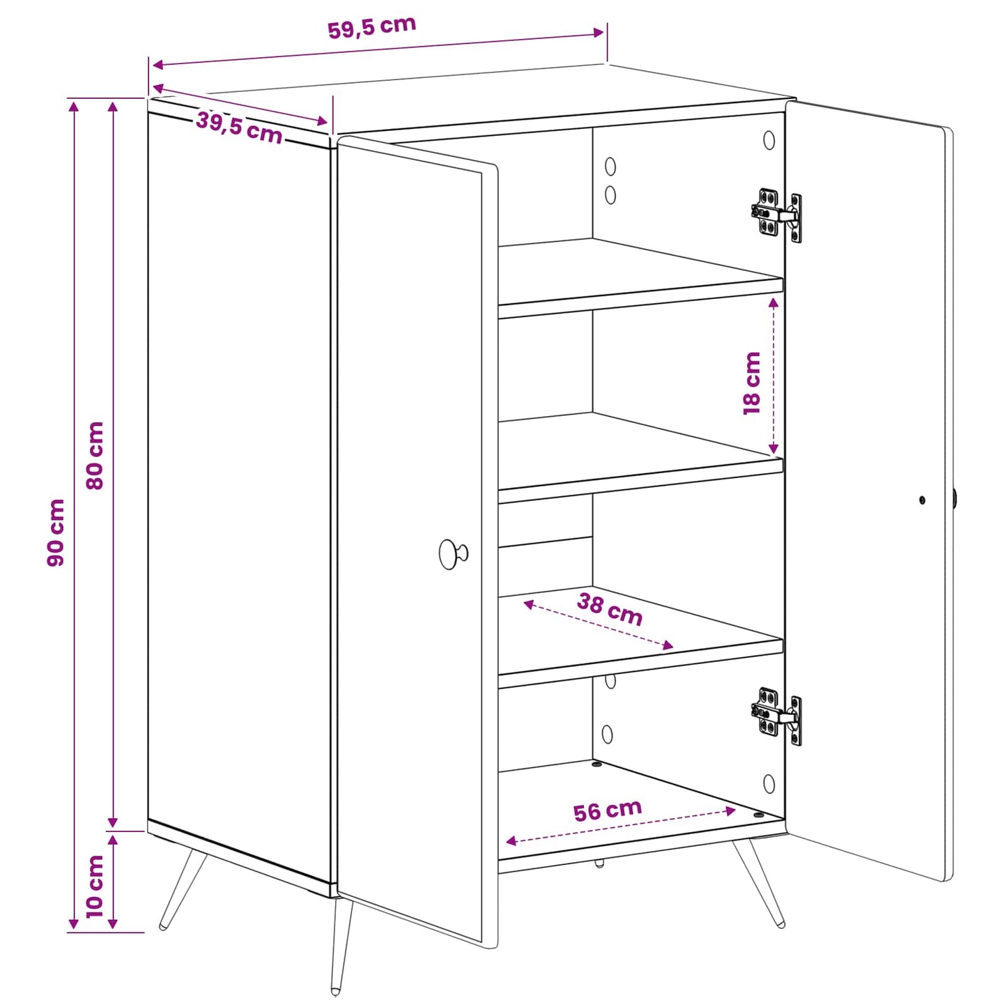 Shoe Cabinet BREDA 59.5 x 39.5 x 90 cm Engineered Wood