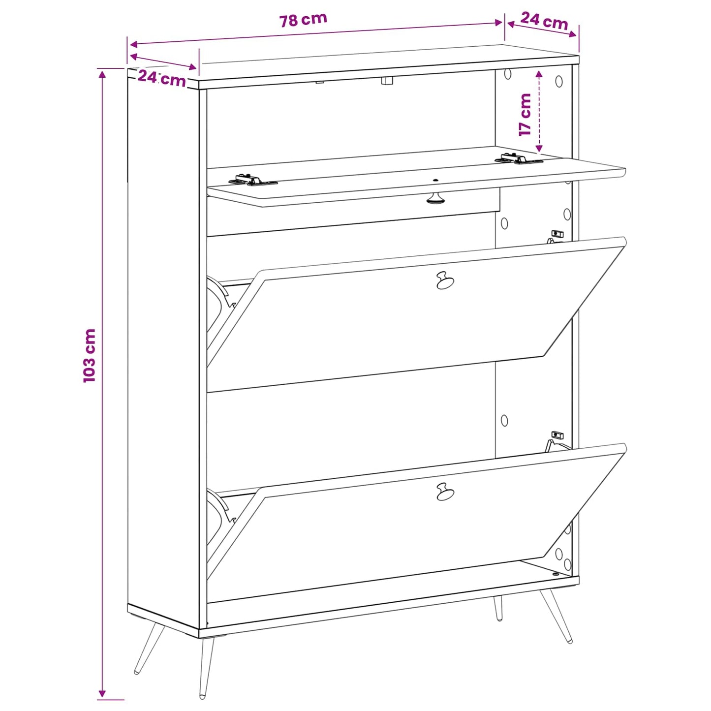 Shoe Cabinet BREDA 78 x 24 x 103 cm Engineered Wood