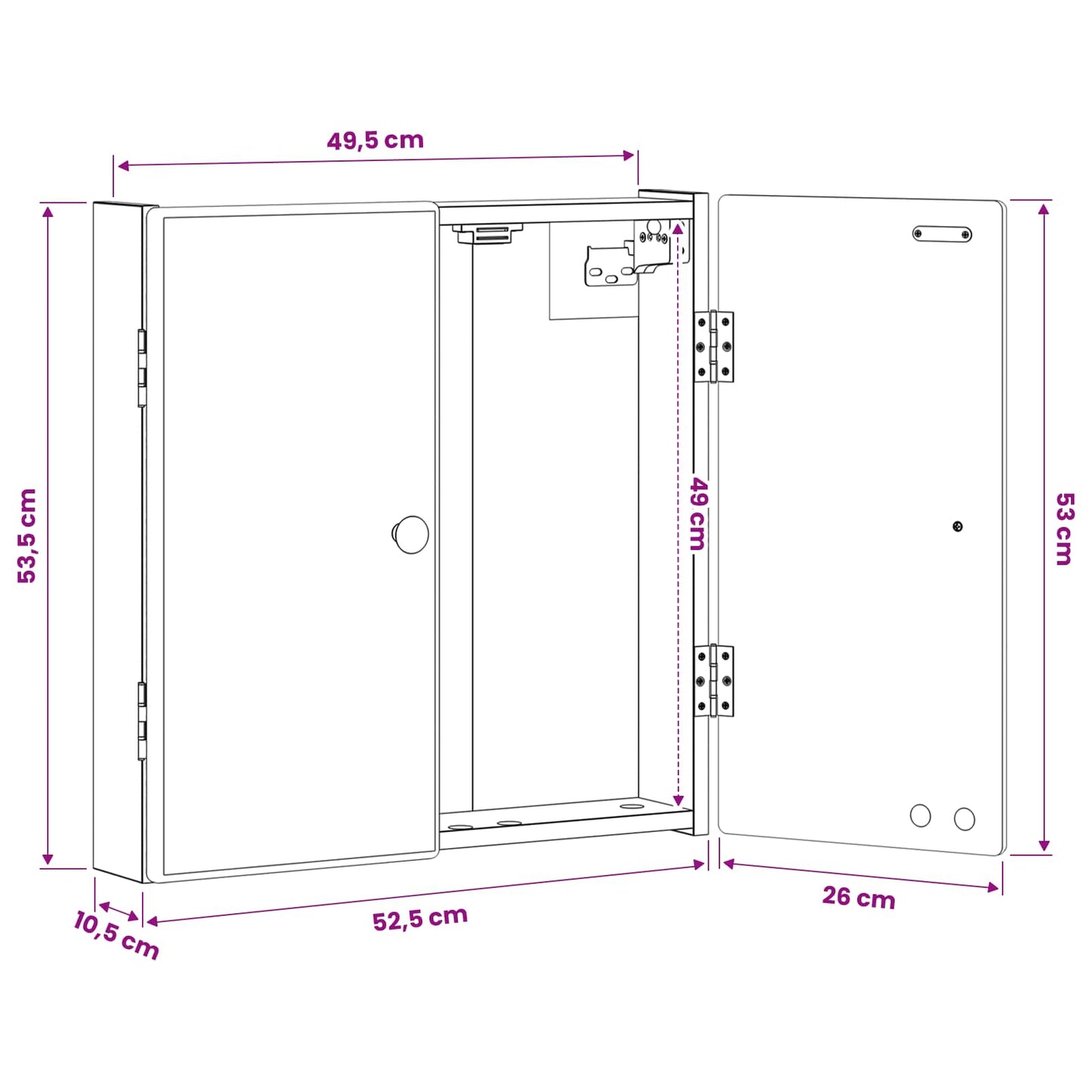 Dartboard Cabinet BREDA White 52.5 x 10.5 x 53.5 cm