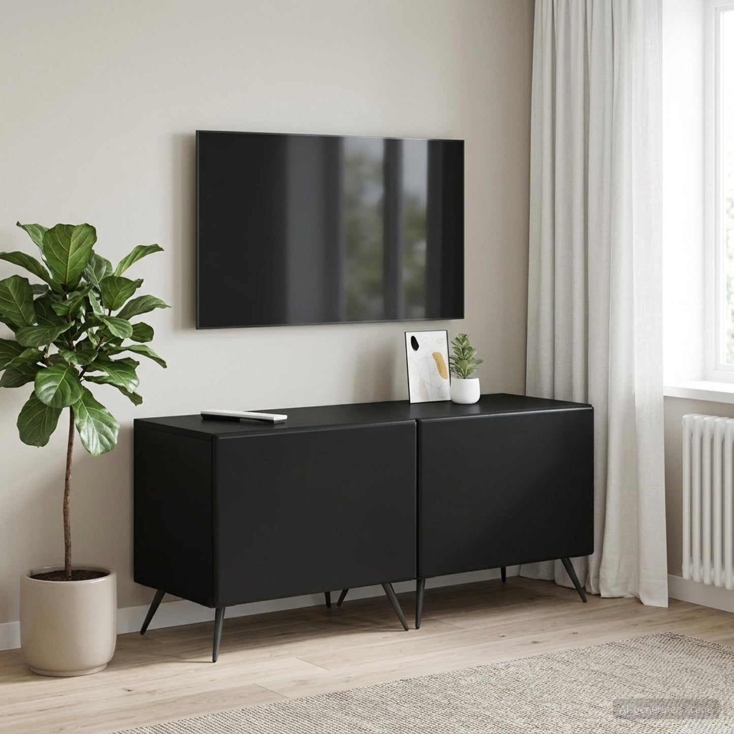 TV Cabinet Black Engineered Wood