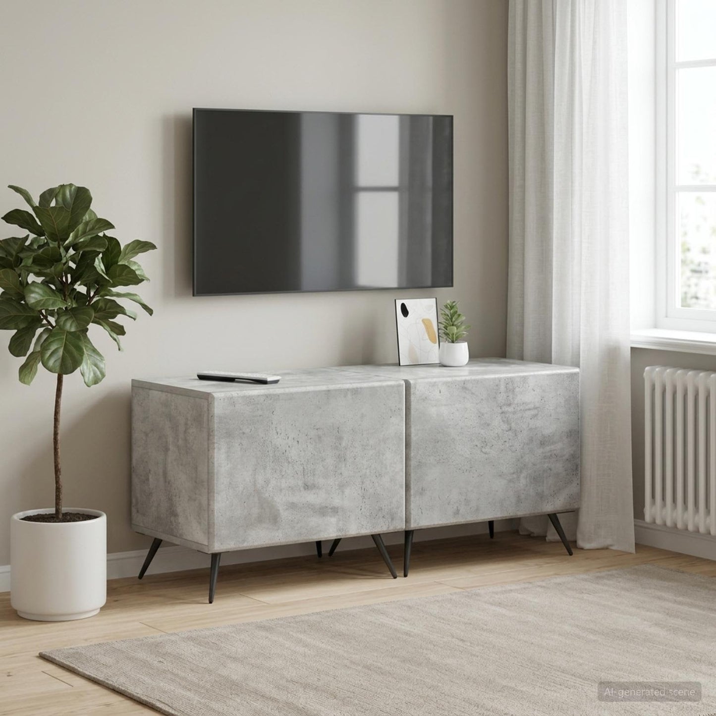 TV Cabinet Concrete Grey Engineered Wood