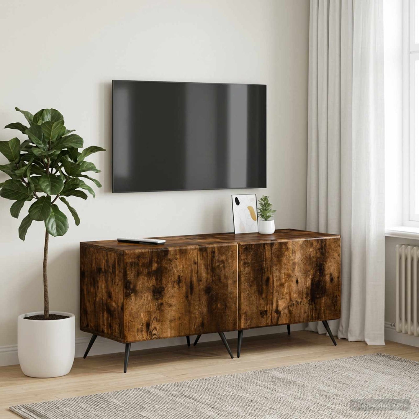 TV Cabinet Smoked Oak Engineered Wood