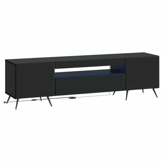 LED TV Cabinet Black Engineered Wood