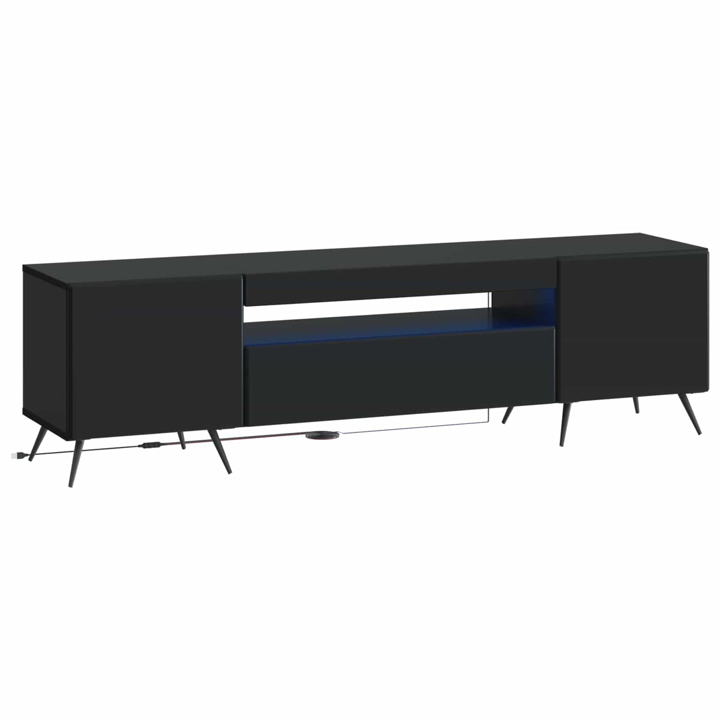 LED TV Cabinet Black Engineered Wood