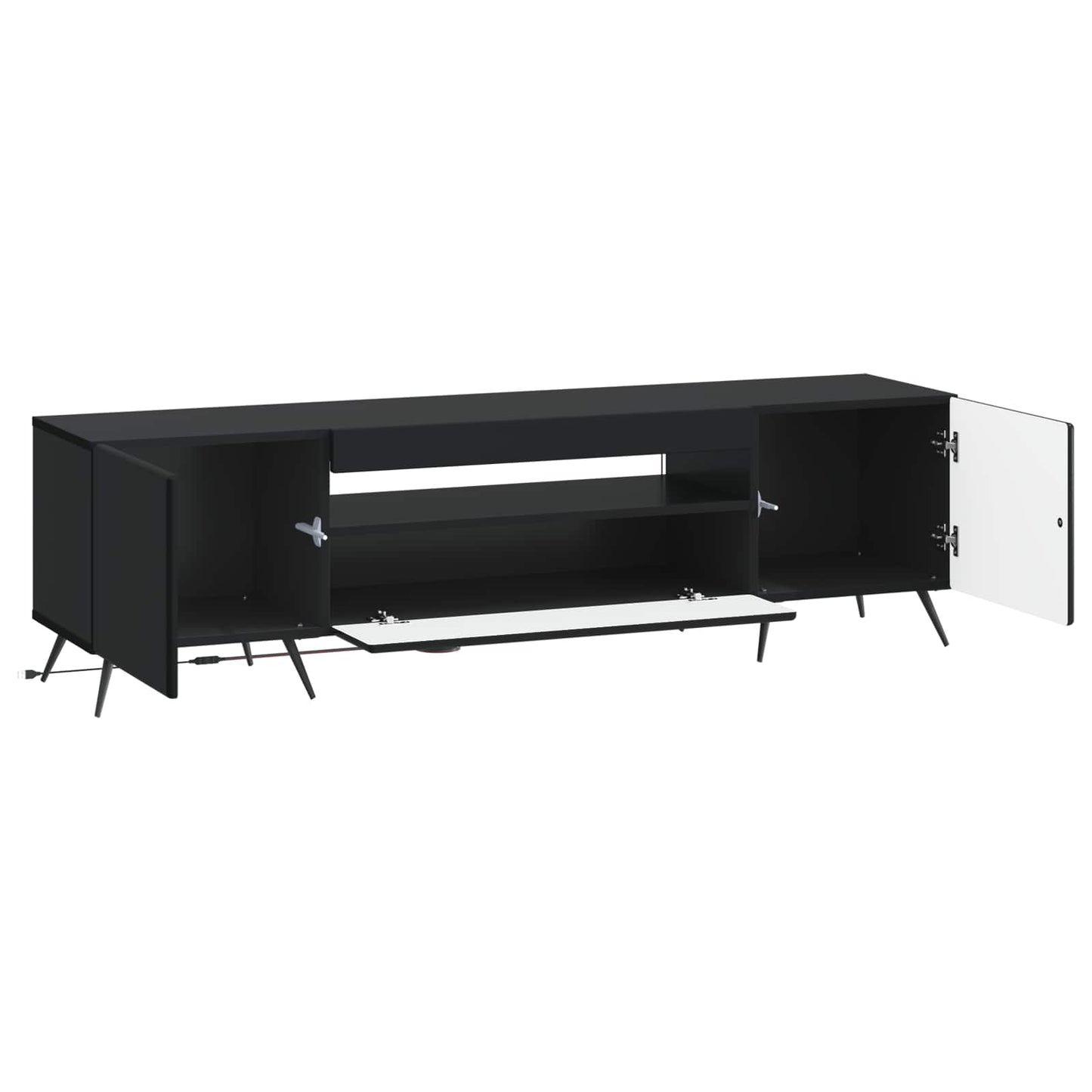 LED TV Cabinet Black Engineered Wood