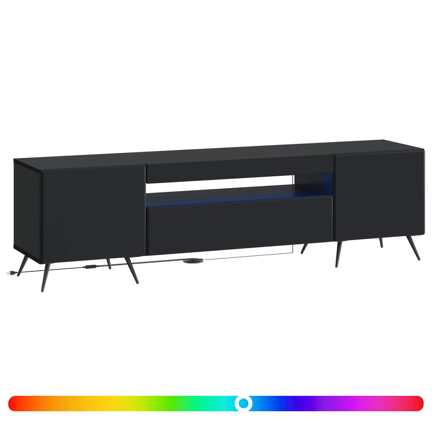 LED TV Cabinet Black Engineered Wood