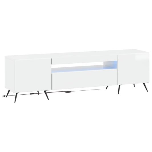 LED TV Cabinet High Gloss White Engineered Wood