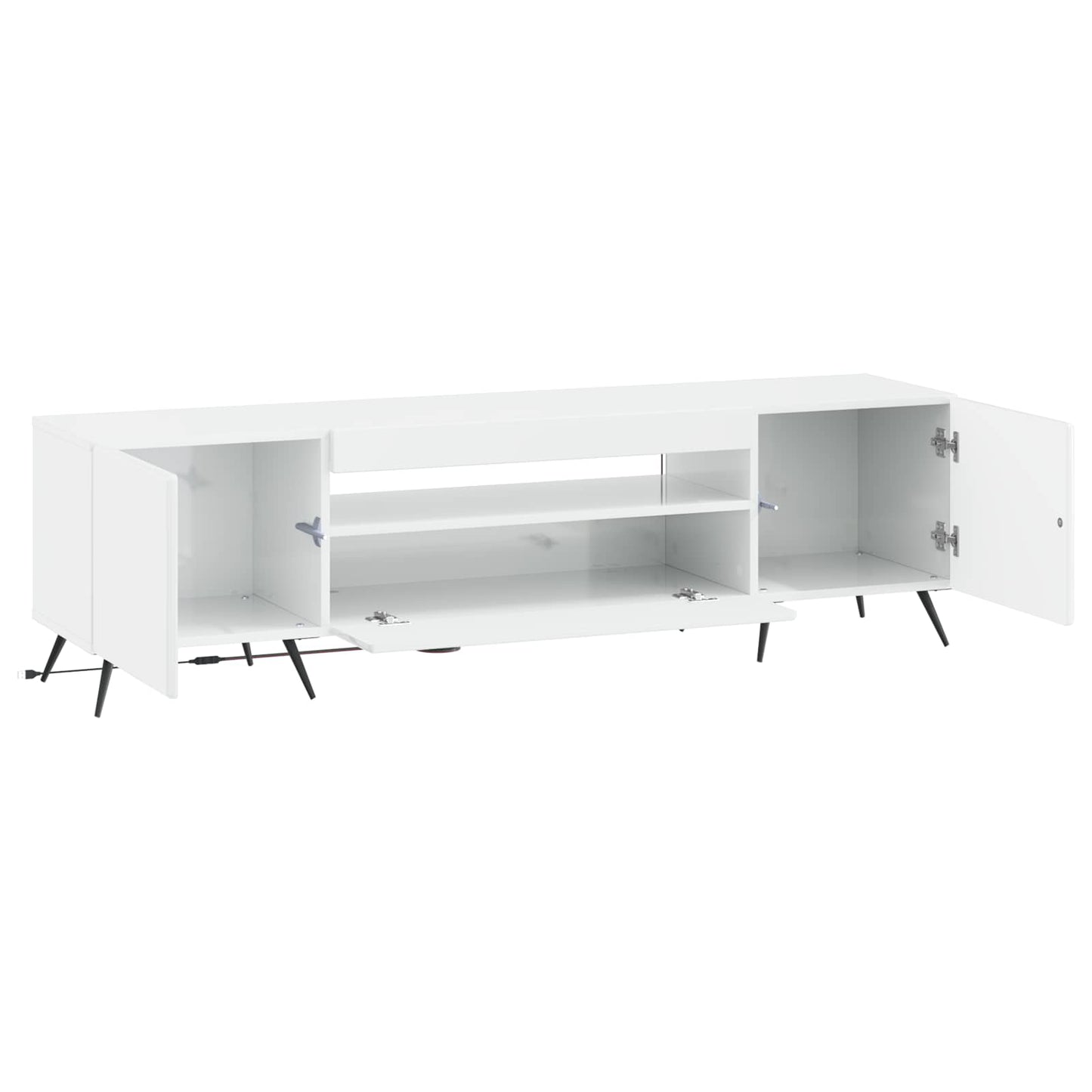 LED TV Cabinet High Gloss White Engineered Wood