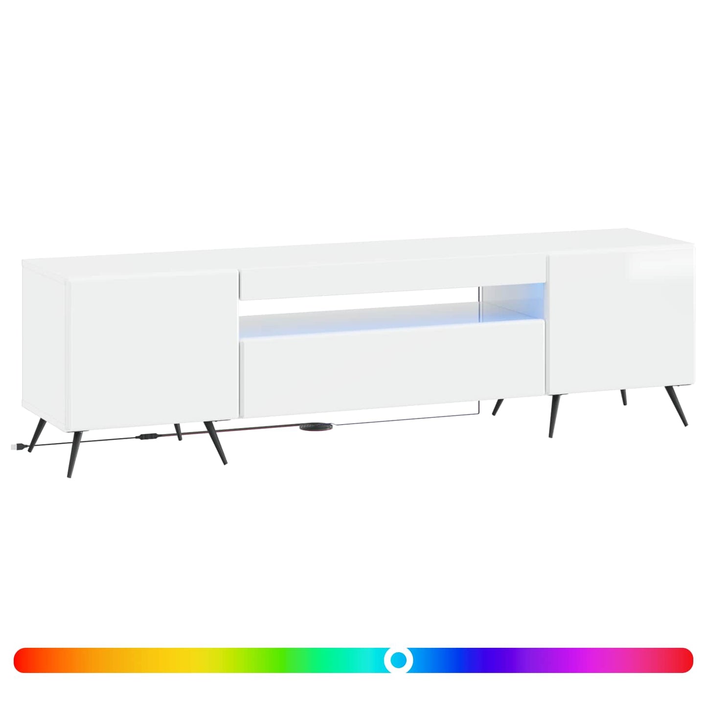 LED TV Cabinet High Gloss White Engineered Wood