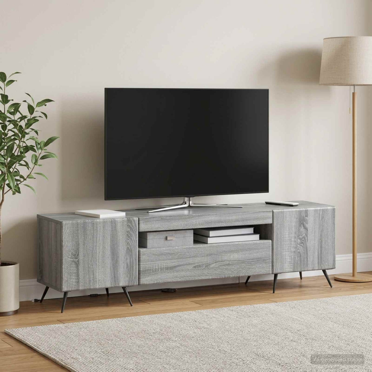 LED TV Cabinet Grey Sonoma Engineered Wood