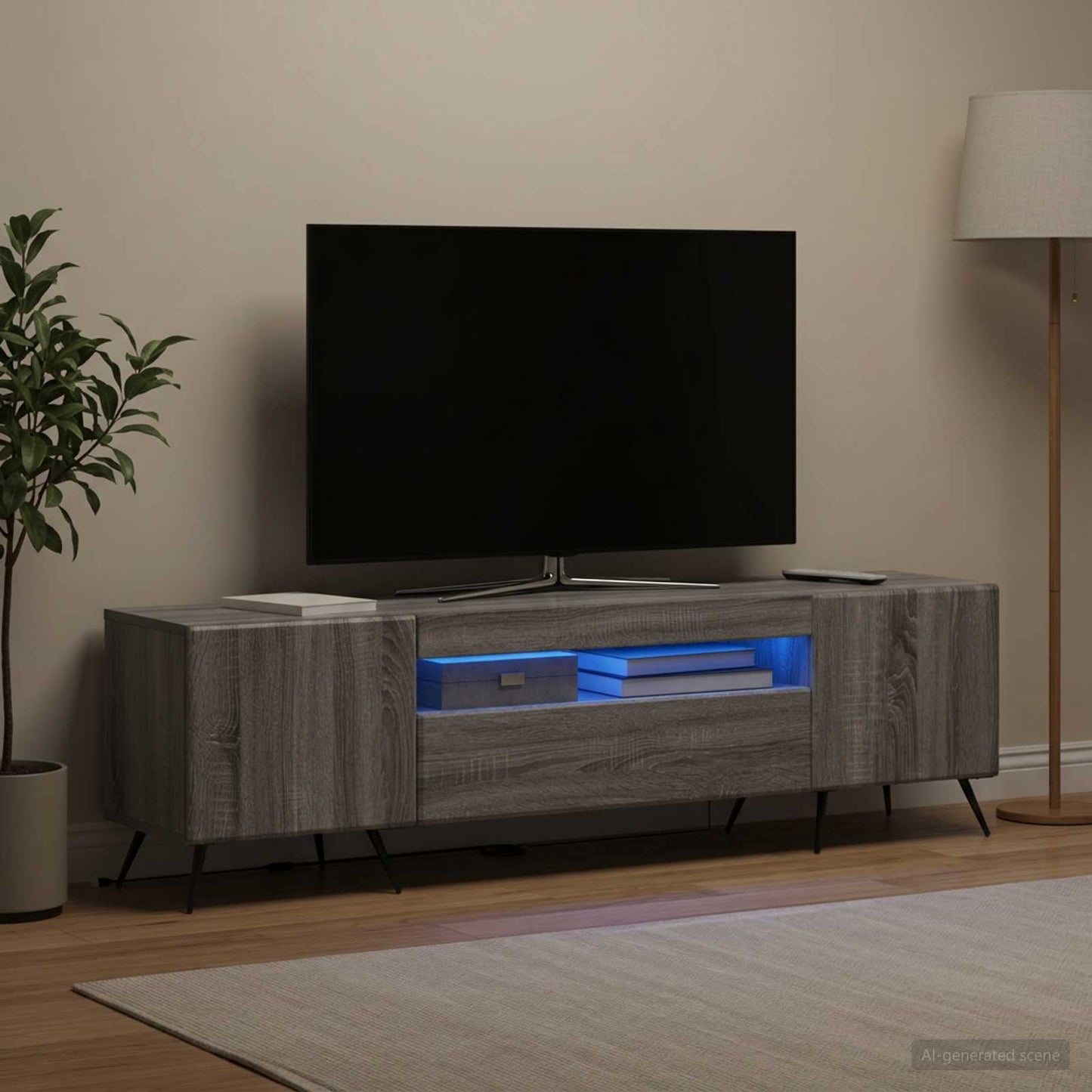 LED TV Cabinet Grey Sonoma Engineered Wood