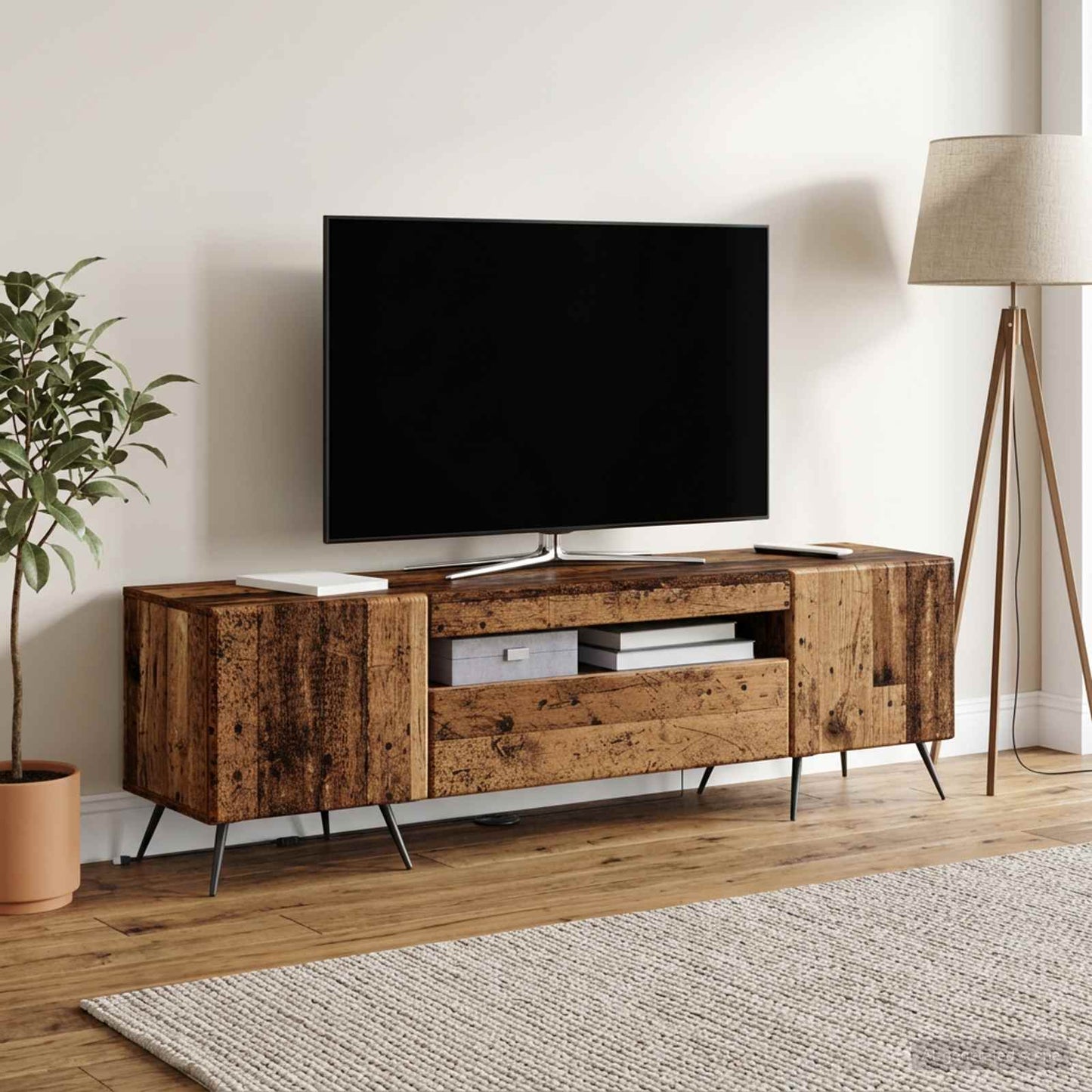 LED TV Cabinet Old Wood Engineered Wood