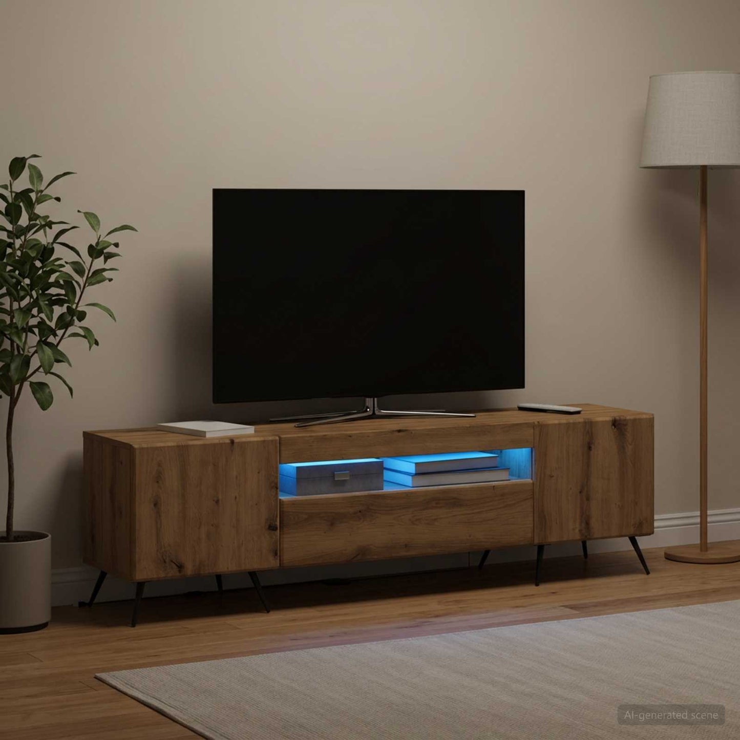 LED TV Cabinet Artisan Oak Engineered Wood
