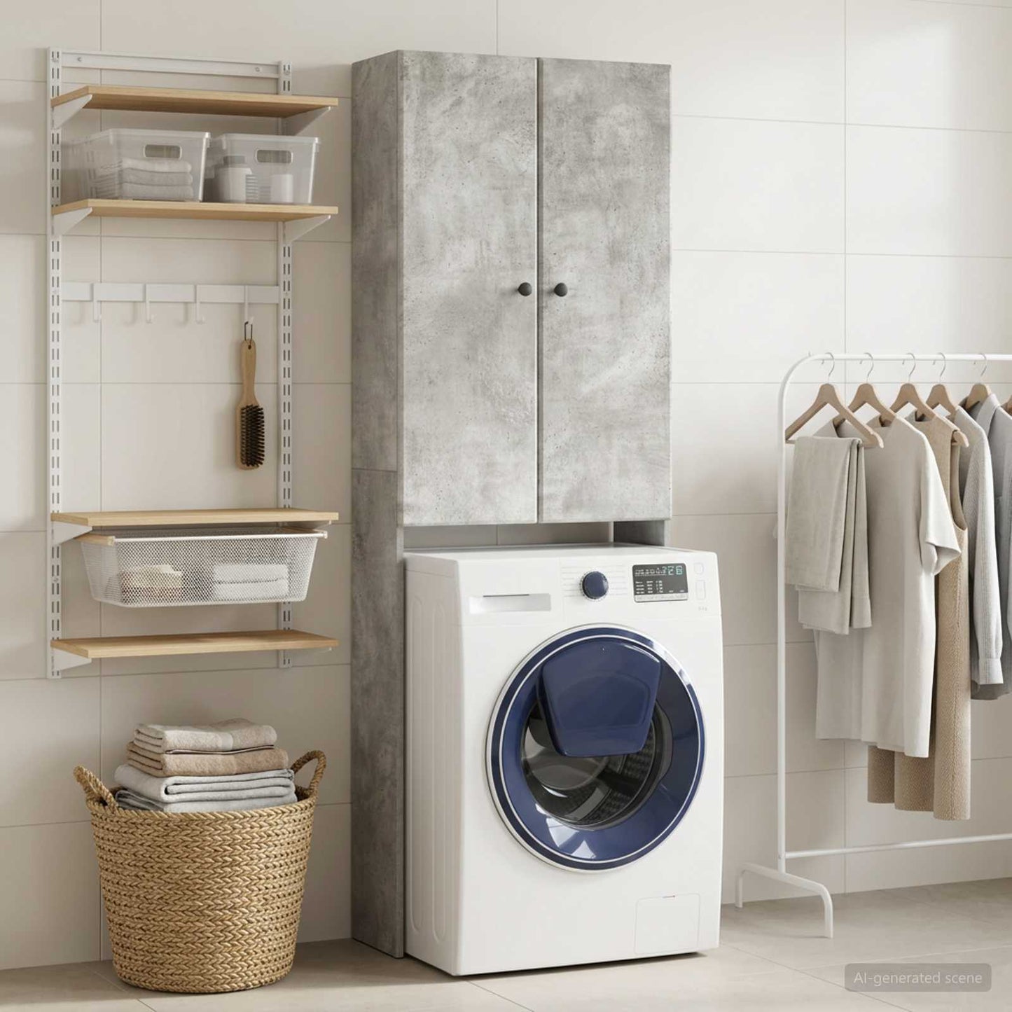Toilet Cabinet BREDA Concrete Grey 66 x 25.5 x 190 cm