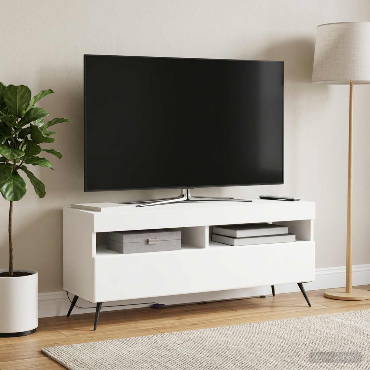 LED TV Cabinet White Engineered Wood