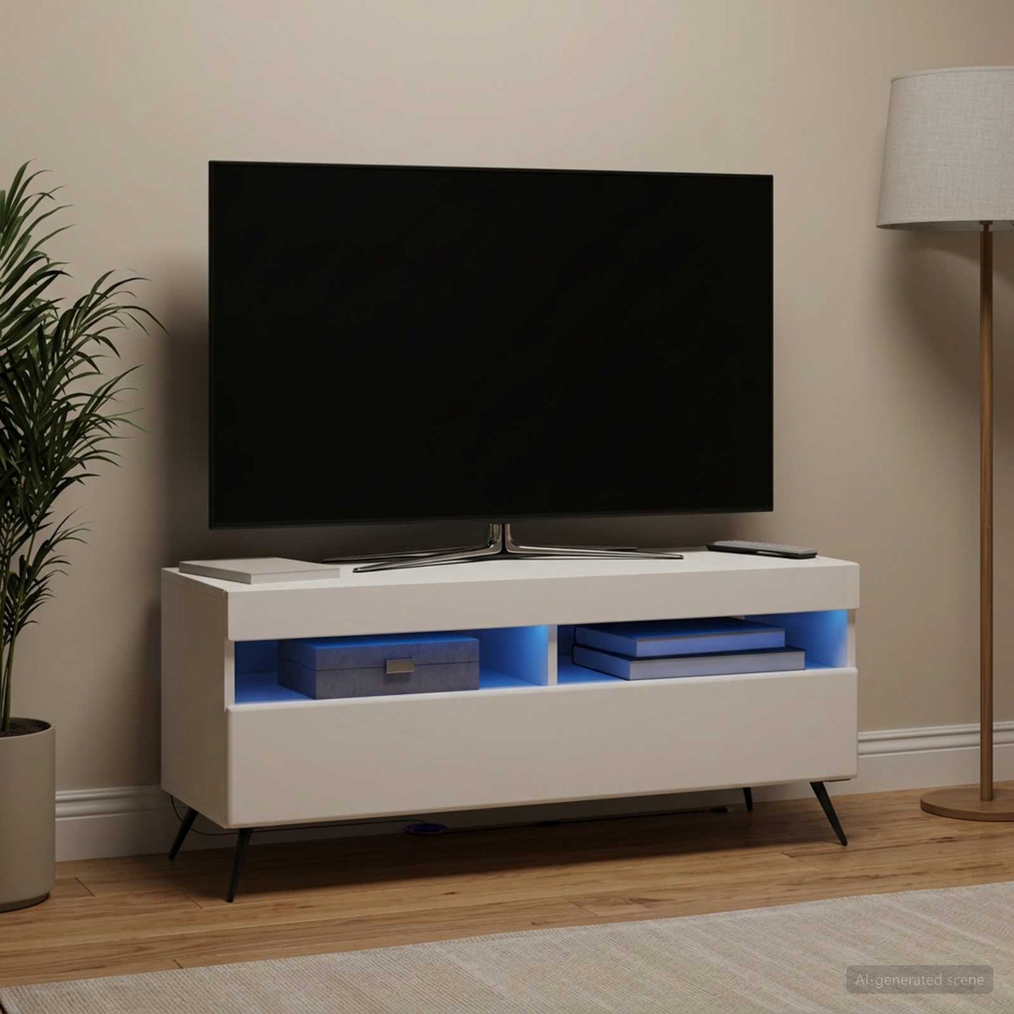 LED TV Cabinet White Engineered Wood