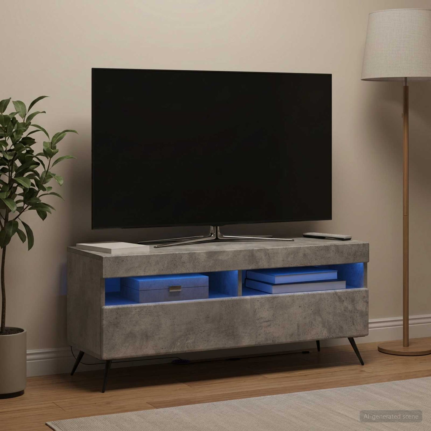 LED TV Cabinet Concrete Grey Engineered Wood
