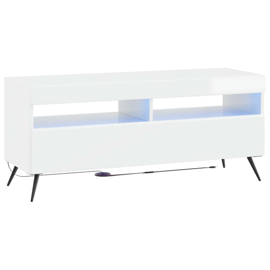 LED TV Cabinet High Gloss White Engineered Wood