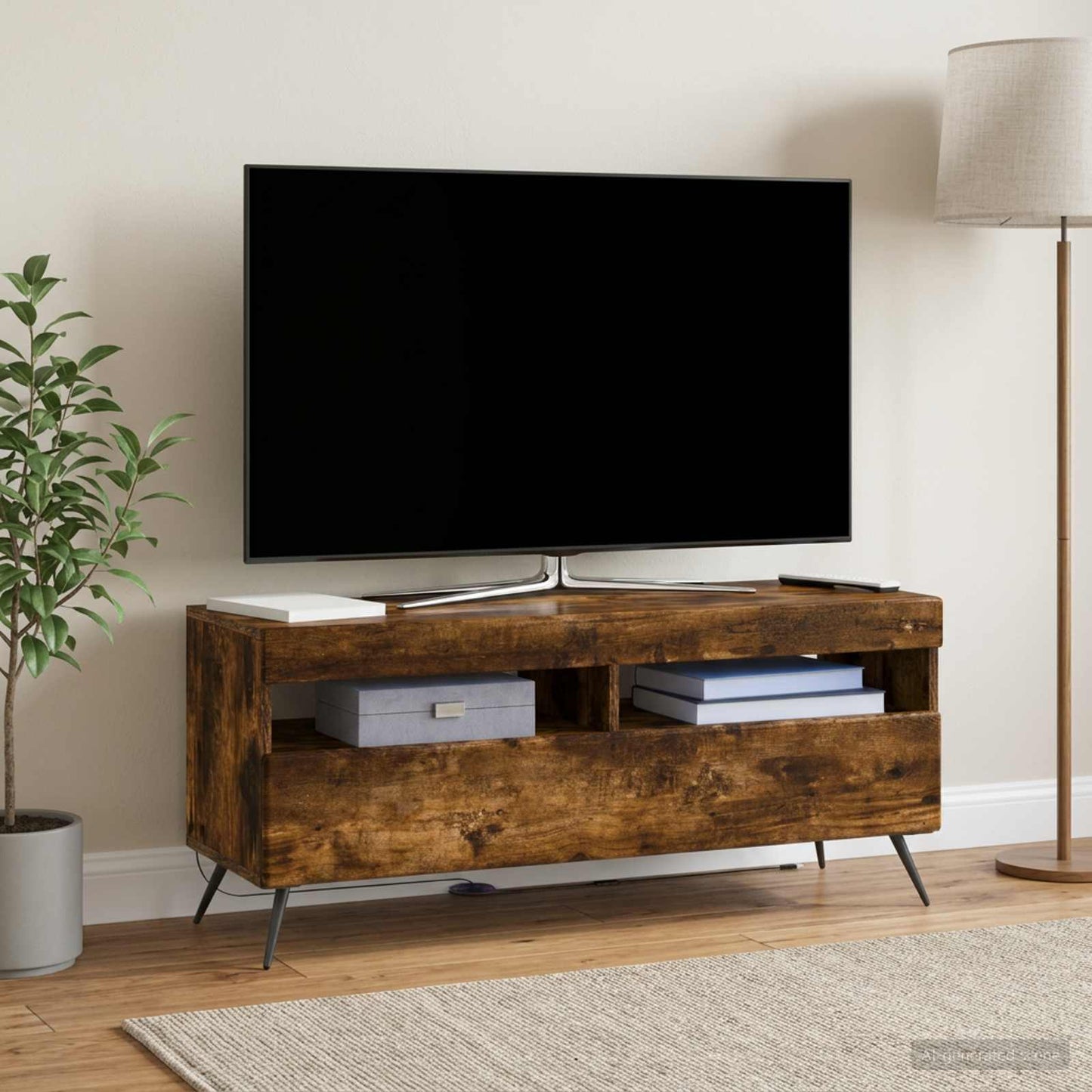 LED TV Cabinet Smoked Oak Engineered Wood