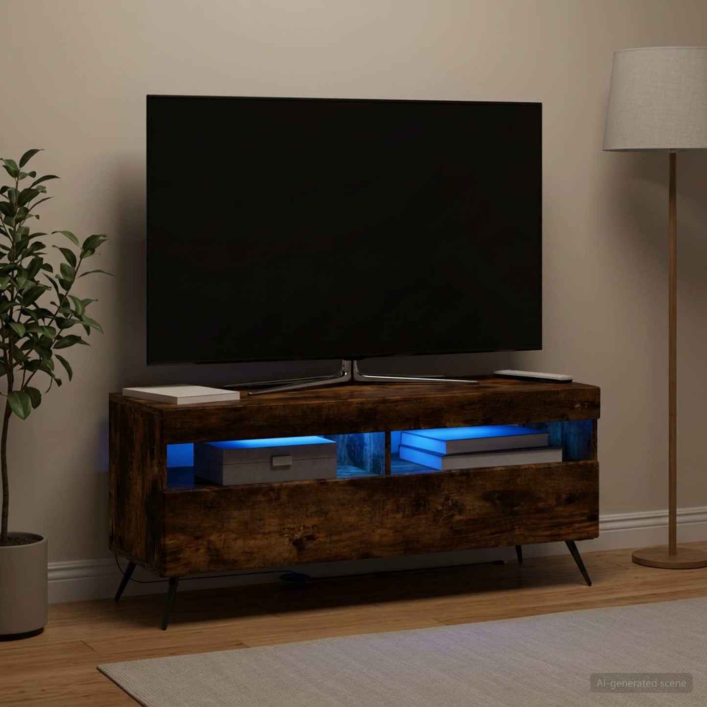 LED TV Cabinet Smoked Oak Engineered Wood