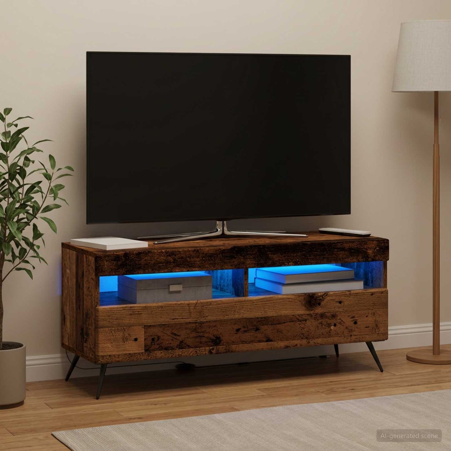 LED TV Cabinet Old Wood Engineered Wood