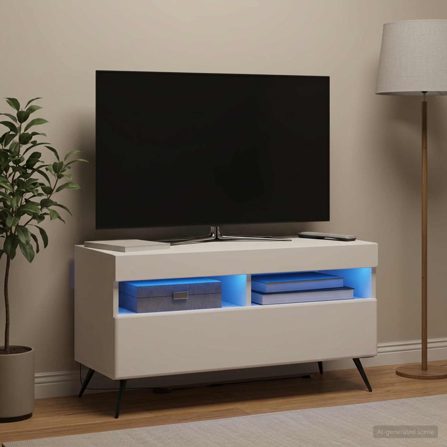 LED TV Cabinet White Engineered Wood