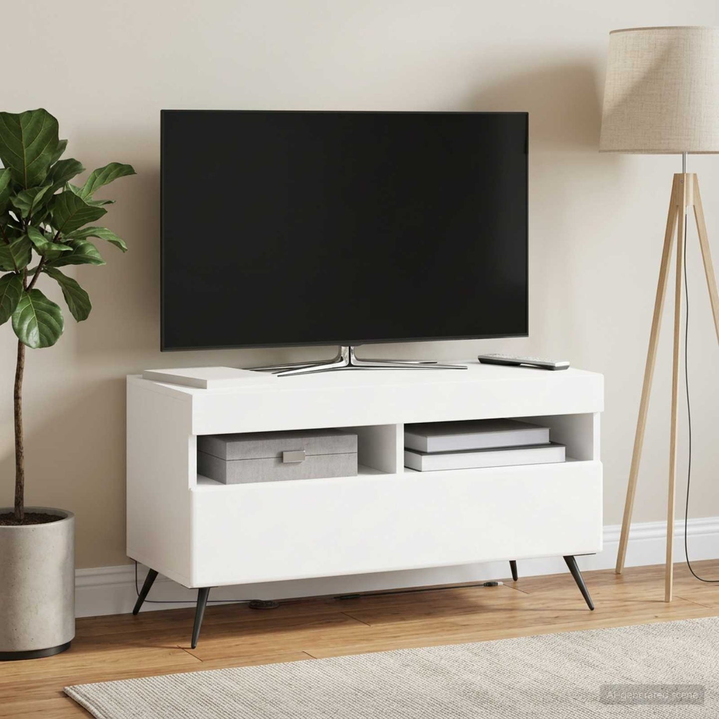 LED TV Cabinet White Engineered Wood