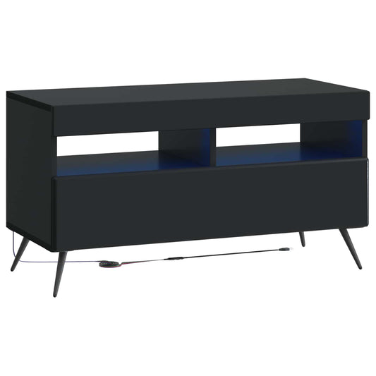 LED TV Cabinet Black Engineered Wood