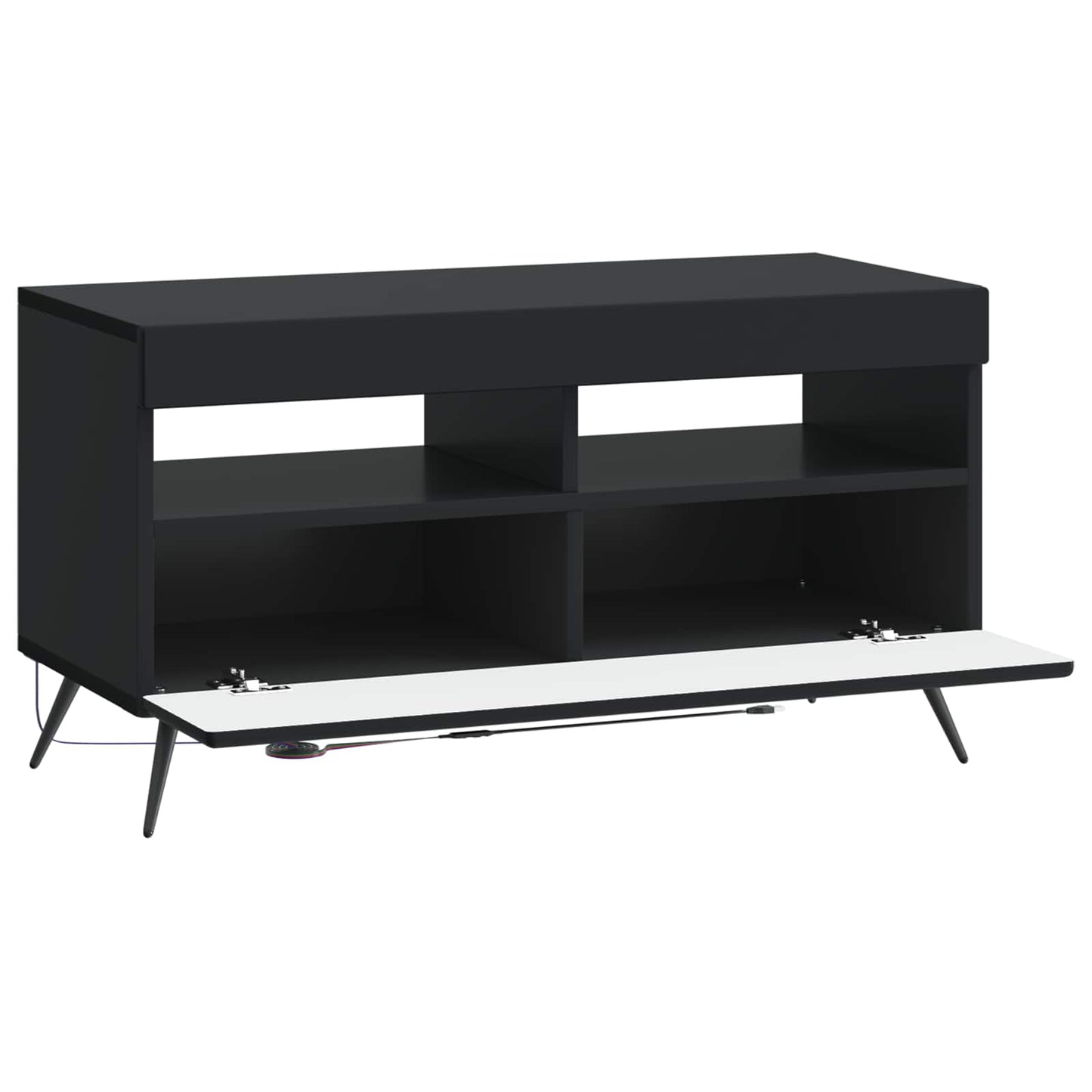 LED TV Cabinet Black Engineered Wood