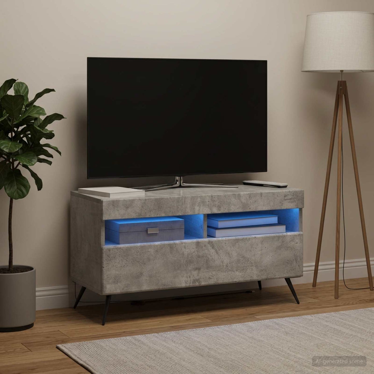LED TV Cabinet Concrete Grey Engineered Wood