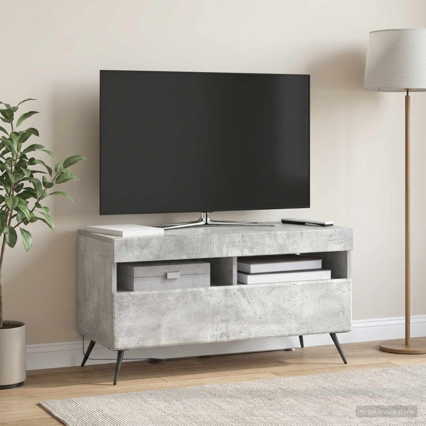 LED TV Cabinet Concrete Grey Engineered Wood