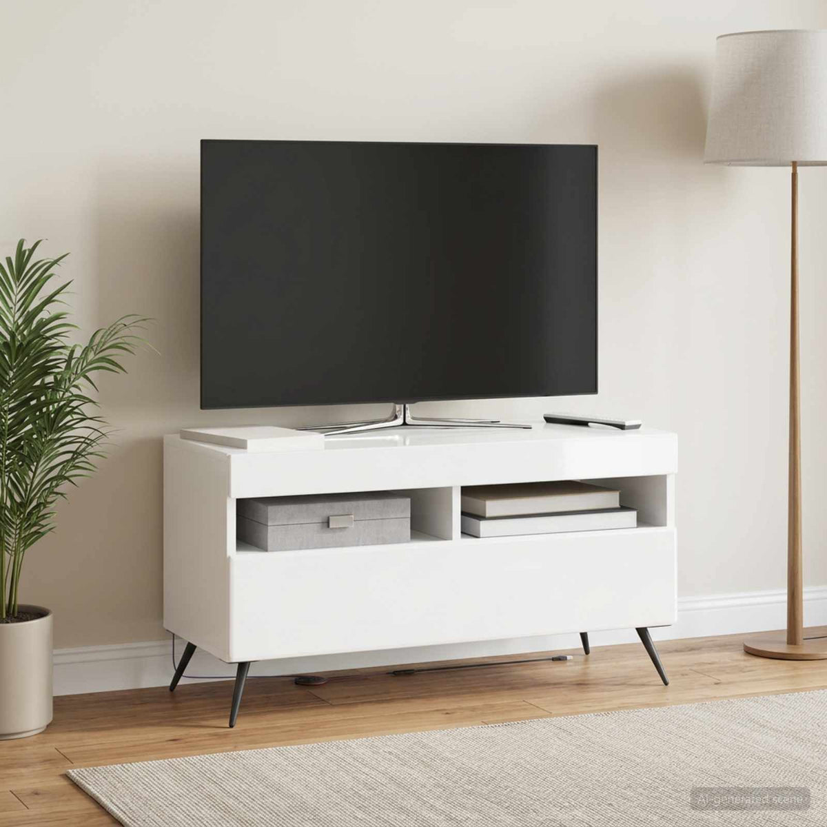 LED TV Cabinet BREDA High Gloss White Engineered Wood